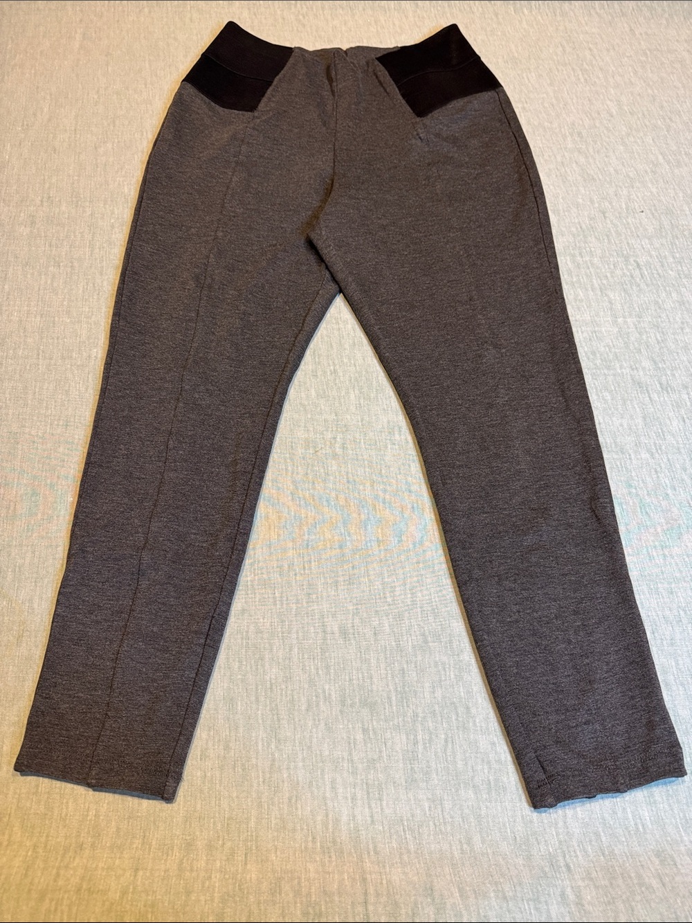 Women Charcoal Gray leggings with Black Waistband